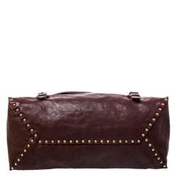 Pre Owned Prada Brown Nappa Leather Aviator Studded Satchel