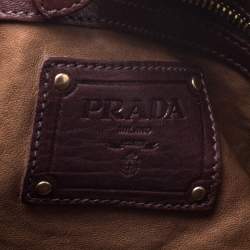 Pre Owned Prada Brown Nappa Leather Aviator Studded Satchel