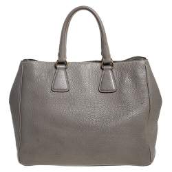 Pre Owned Prada Grey Leather Vitello Daino Tote