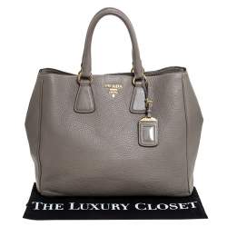 Pre Owned Prada Grey Leather Vitello Daino Tote