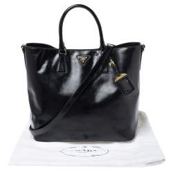 Pre Owned Prada Black Patent Leather Vernic Shopper Tote