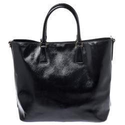 Pre Owned Prada Black Patent Leather Vernic Shopper Tote