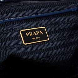 Pre Owned Prada Blue Saffiano Lux Leather Executive Double Zip Tote