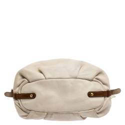 Pre Owned Prada Off-White Leather Buckle Satchel