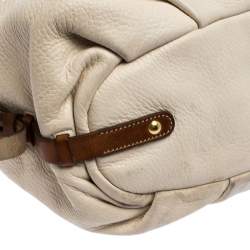 Pre Owned Prada Off-White Leather Buckle Satchel