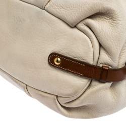 Pre Owned Prada Off-White Leather Buckle Satchel