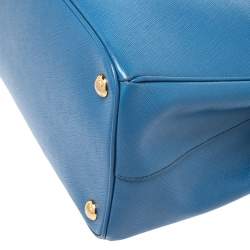 Pre Owned Prada Blue Saffiano Lux Leather Parabole Tote