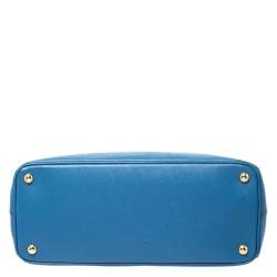 Pre Owned Prada Blue Saffiano Lux Leather Parabole Tote