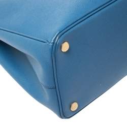 Pre Owned Prada Blue Saffiano Lux Leather Parabole Tote