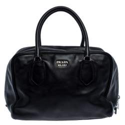 Pre Owned Prada Black Leather Bauletto Bag