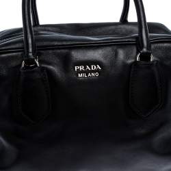 Pre Owned Prada Black Leather Bauletto Bag