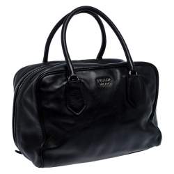 Pre Owned Prada Black Leather Bauletto Bag