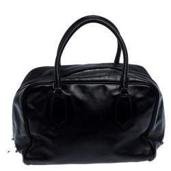 Pre Owned Prada Black Leather Bauletto Bag