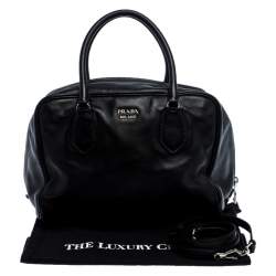 Pre Owned Prada Black Leather Bauletto Bag