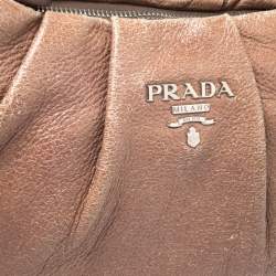 Pre Owned Prada Brown Shimmering Leather Chain Hobo