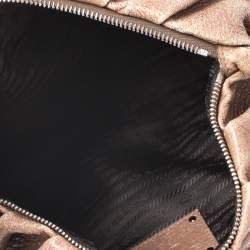 Pre Owned Prada Brown Shimmering Leather Chain Hobo