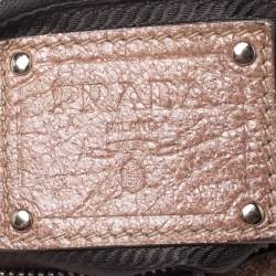 Pre Owned Prada Brown Shimmering Leather Chain Hobo