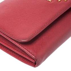 Pre Owned Prada Red Saffiano Lux Leather Mini Flap Crossbody Bag