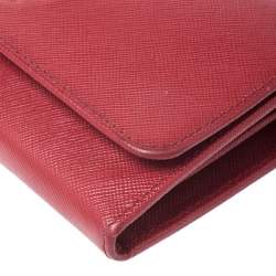 Pre Owned Prada Red Saffiano Lux Leather Mini Flap Crossbody Bag