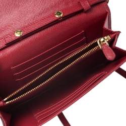Pre Owned Prada Red Saffiano Lux Leather Mini Flap Crossbody Bag