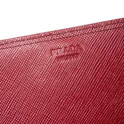 Pre Owned Prada Red Saffiano Lux Leather Mini Flap Crossbody Bag