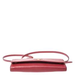 Pre Owned Prada Red Saffiano Lux Leather Mini Flap Crossbody Bag