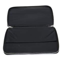 Pre Owned Prada Grey Saffiano Leather Small Zip Around Portfolio