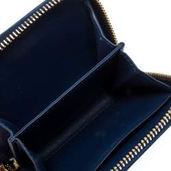 Pre Owned  Prada Blue Leather Compact Zip Around Wallet