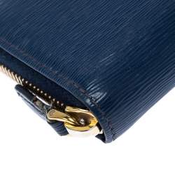 Pre Owned  Prada Blue Leather Compact Zip Around Wallet