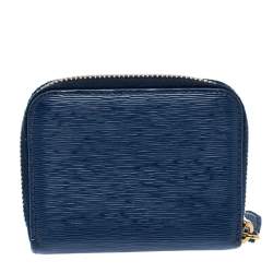 Pre Owned  Prada Blue Leather Compact Zip Around Wallet