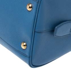 Pre Owned Prada Blue Saffiano Lux Leather Boston Bag