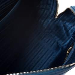 Pre Owned Prada Blue Saffiano Lux Leather Boston Bag
