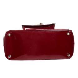 Pre Owned Prada Red Patent Leather Front Pocket Double Zip Lux Tote