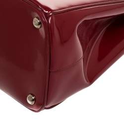 Pre Owned Prada Red Patent Leather Front Pocket Double Zip Lux Tote