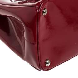 Pre Owned Prada Red Patent Leather Front Pocket Double Zip Lux Tote