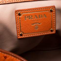 Pre Owned Prada Orange Ostrich Large Gardner's Tote
