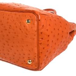 Pre Owned Prada Orange Ostrich Large Gardner's Tote