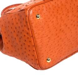 Pre Owned Prada Orange Ostrich Large Gardner's Tote