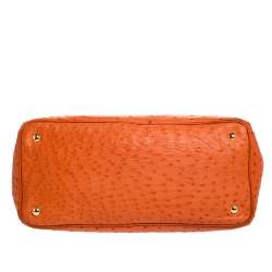 Pre Owned Prada Orange Ostrich Large Gardner's Tote