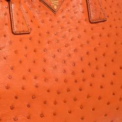 Pre Owned Prada Orange Ostrich Large Gardner's Tote