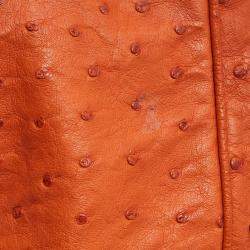 Pre Owned Prada Orange Ostrich Large Gardner's Tote