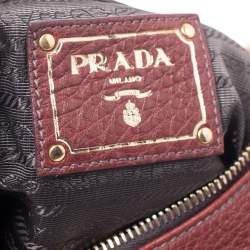 Pre Owned Prada Burgundy Leather Vitello Daino Hobo