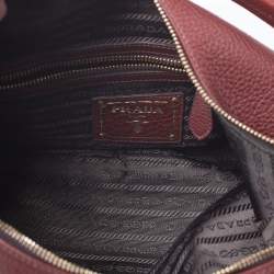 Pre Owned Prada Burgundy Leather Vitello Daino Hobo