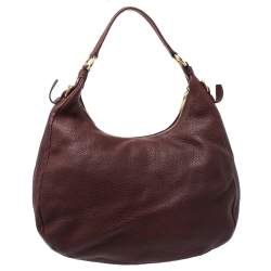Pre Owned Prada Burgundy Leather Vitello Daino Hobo