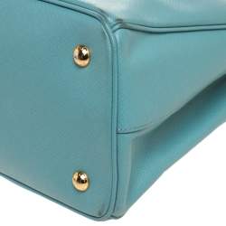 Pre Owned Prada Turquoise Saffiano Lux Leather Tote