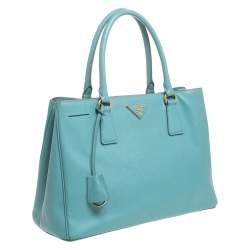 Pre Owned Prada Turquoise Saffiano Lux Leather Tote