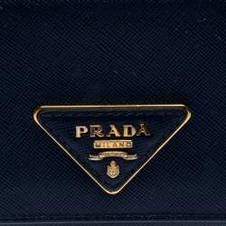 Pre Owned Prada Navy Blue Saffiano Leather Flap Continental Wallet