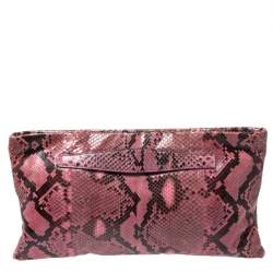 Pre Owned Prada Pink/Black Python Clutch