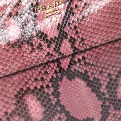 Pre Owned Prada Pink/Black Python Clutch