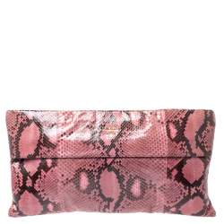 Pre Owned Prada Pink/Black Python Clutch